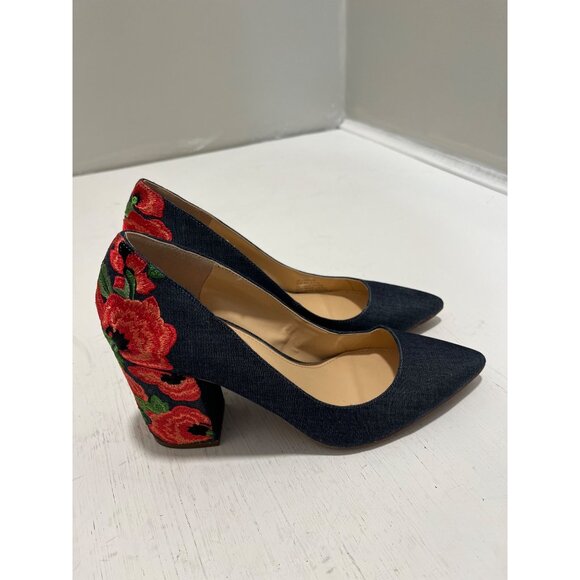 Jessica Simpson‎ Womens Embroidered Denim Block Heels Size 7.5 - Picture 3 of 11